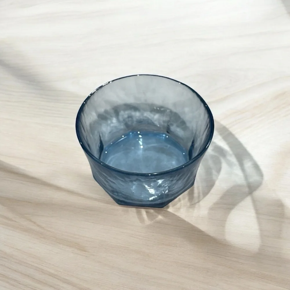 Octagonal Glass Trinket Dish Translucent Blue